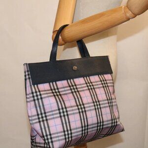 BURBERRY Nova Check Hand Bag Nylon Pink Auth